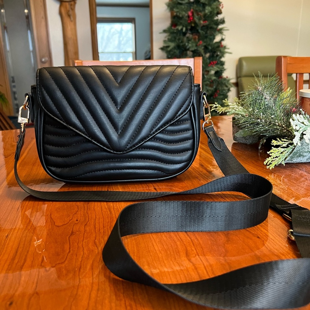 Black Quilted Crossbody Bag